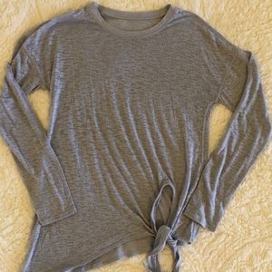 Lululemon Tie your Practice dove gray burnout long sleeved shirt